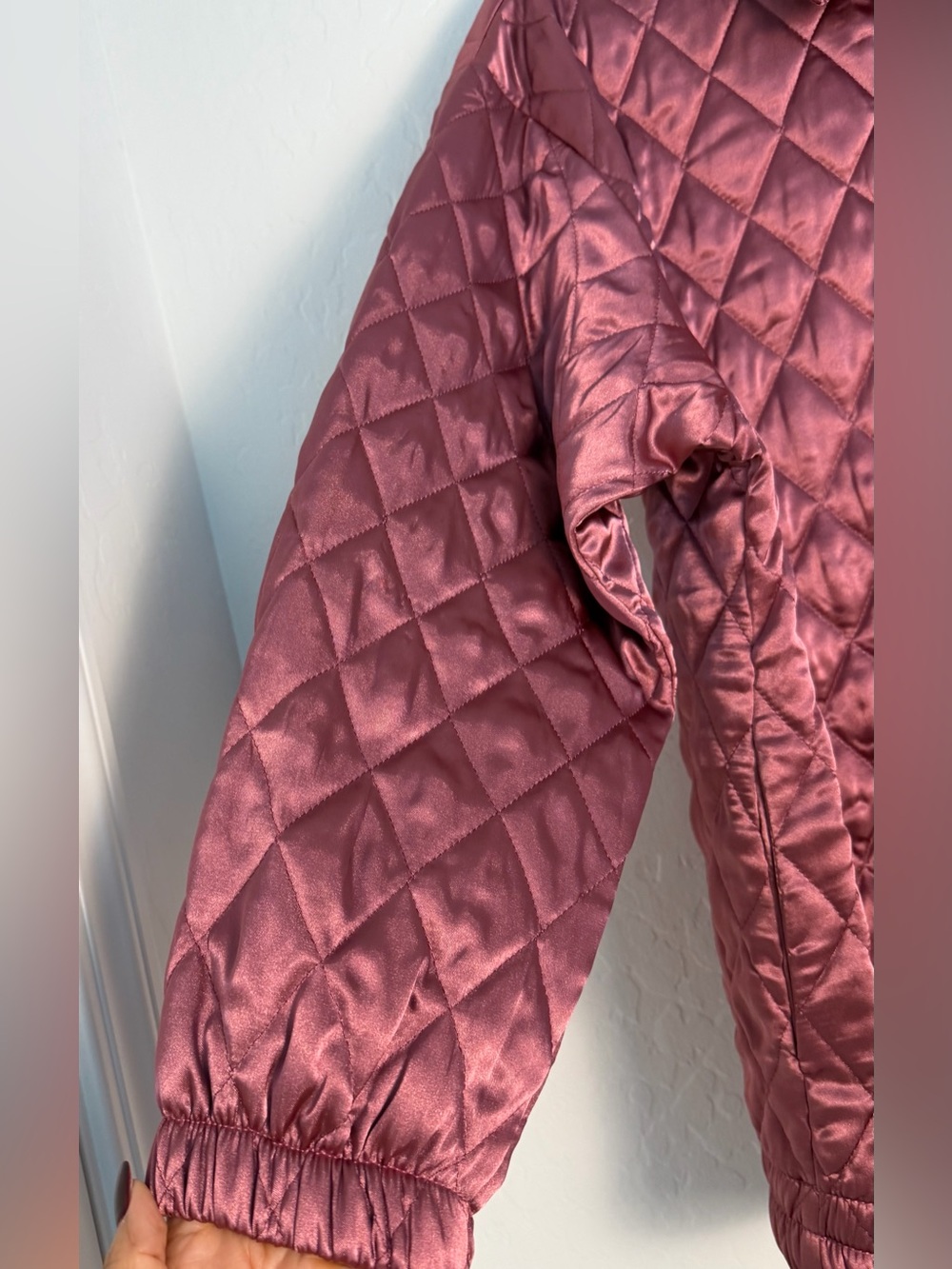 G.W. Division of Graft Women Large Glossy Jacket Quilted Mauve Dust Rose - Picture 11 of 13